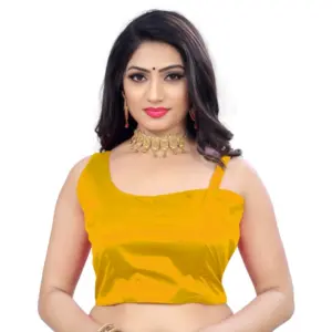Women's?Satin Satin Readymade Blouse (Mustard, Size: Free Size)