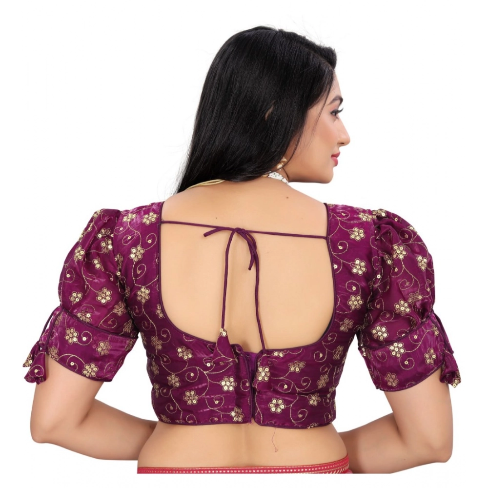 Women's?Jimmy Choo Embroidery Readymade Blouse (Purple, Size: Free Size) - Image 4