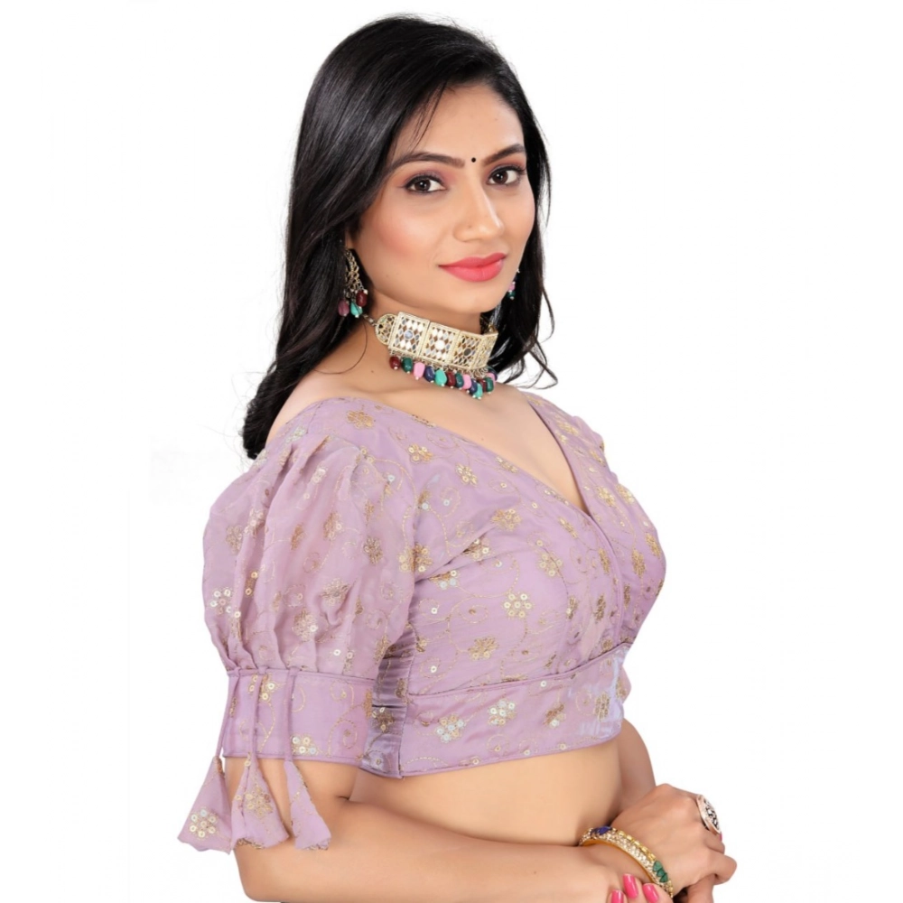 Women's?Jimmy Choo Embroidery Readymade Blouse (Lavender, Size: Free Size) - Image 2