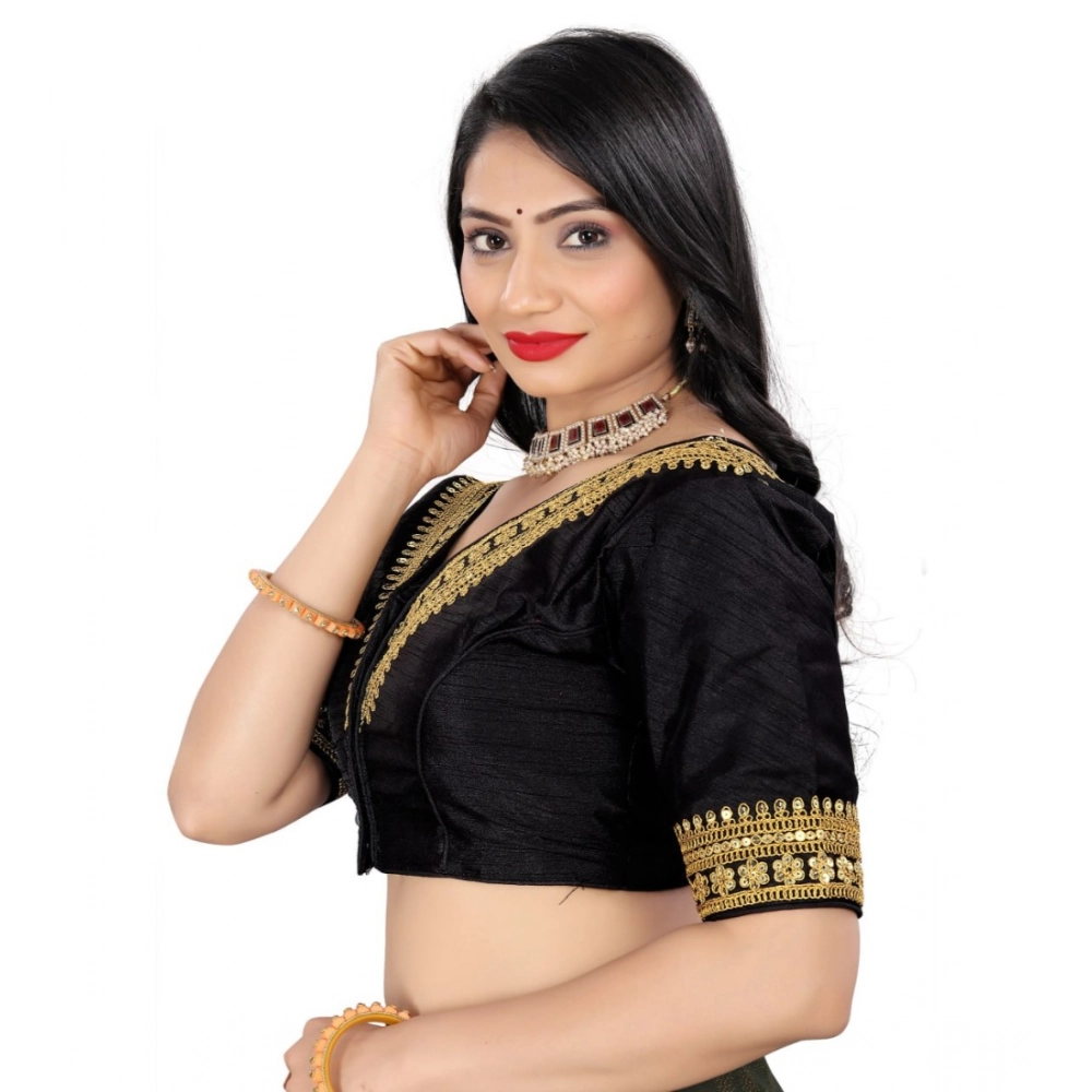 Women's?Banglory Embroidery Readymade Blouse (Black, Size: Free Size) - Image 2
