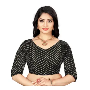 Women's?Georgette Embroidery Readymade Blouse (Black, Size: Free Size)