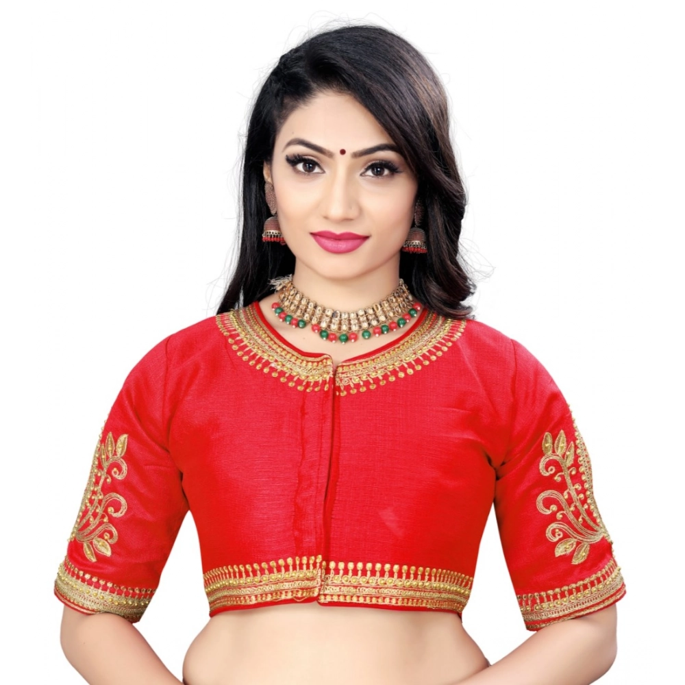 Women's?Phantom Embroidery Readymade Blouse (Red, Size: Free Size)