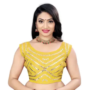 Women's?Phantom Embroidery Readymade Blouse (Yellow, Size: Free Size)