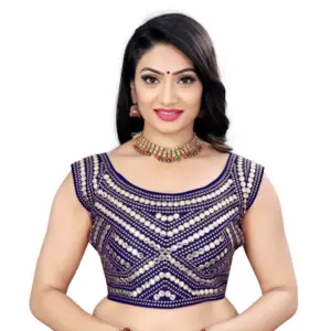 Women's?Phantom Embroidery Readymade Blouse (Navy Blue, Size: Free Size)