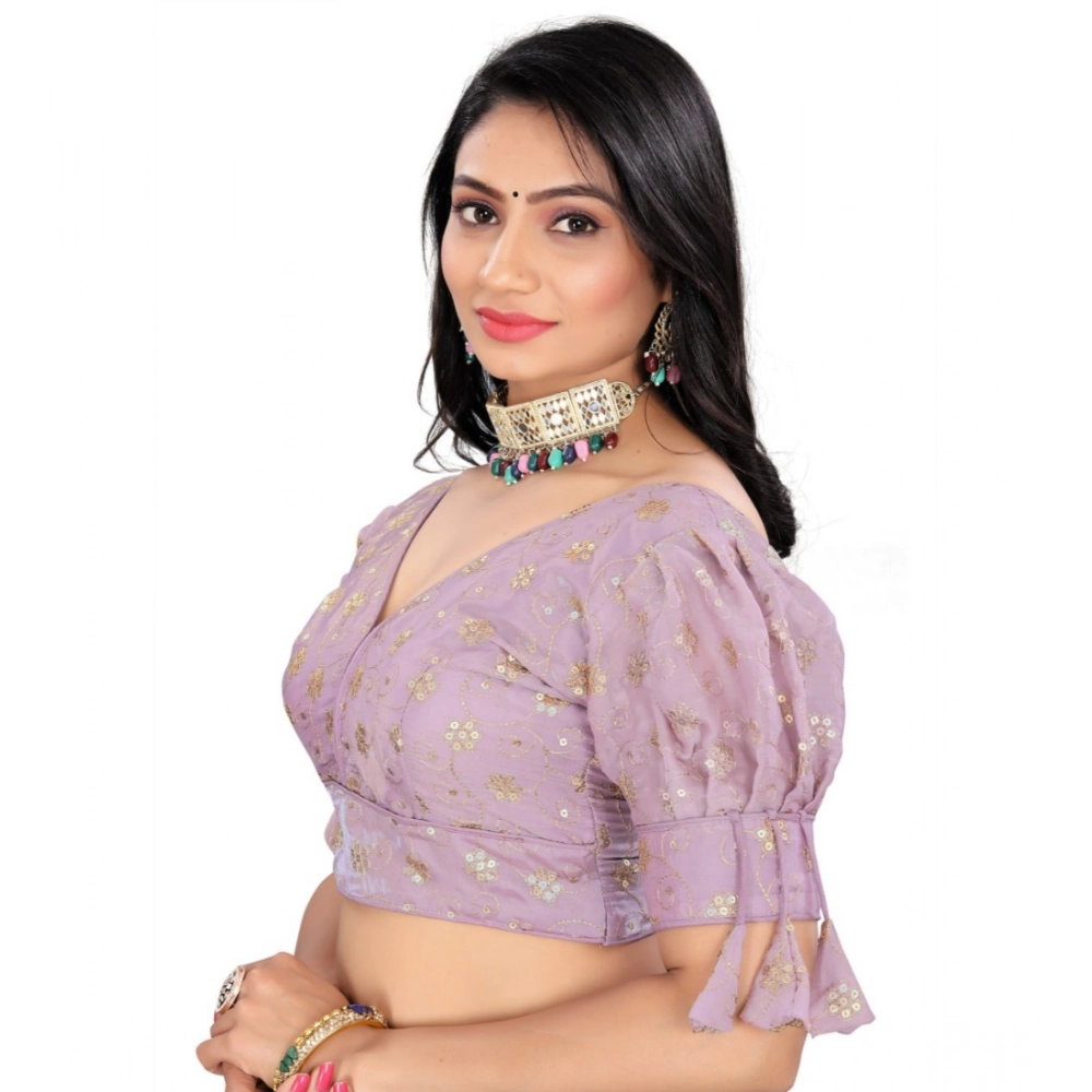 Women's?Jimmy Choo Embroidery Readymade Blouse (Lavender, Size: Free Size) - Image 3