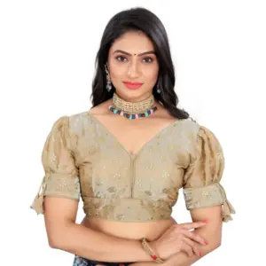 Women's?Jimmy Choo Embroidery Readymade Blouse (Beige, Size: Free Size)