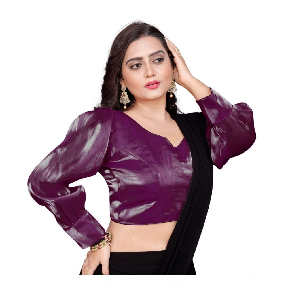 Women's?Organza Plain Readymade Blouse (Magenta, Size: Free Size) - Image 2