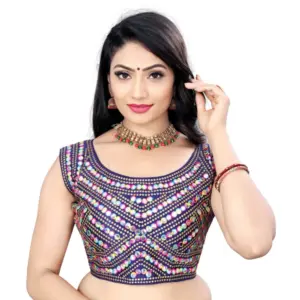 Women's?Phantom Paper Mirror Readymade Blouse (Navy Blue, Size: Free Size)