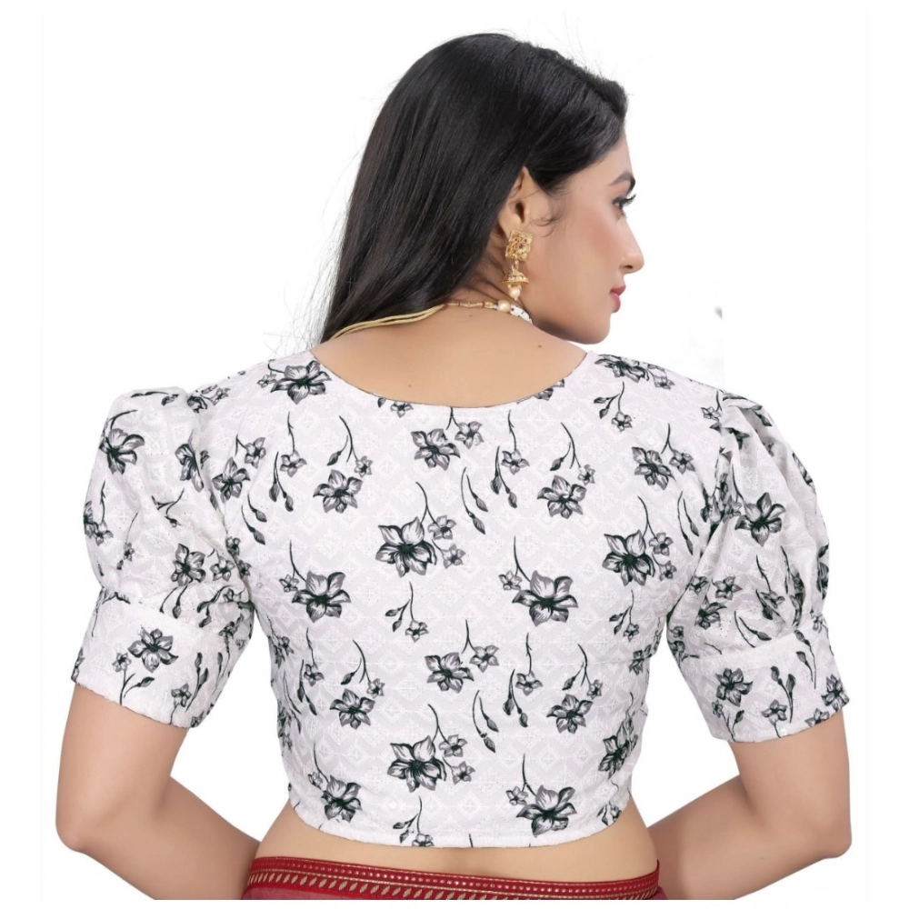 Women's?Cotton Blend Floral Readymade Blouse (Black, Size: Free Size) - Image 4