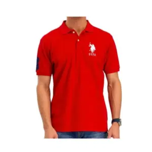 Men's?Casual Half sleeve Solid?Cotton Polo Neck T-shirt (Red)