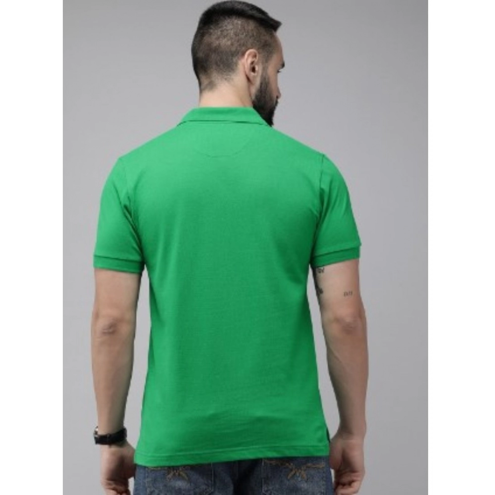 Men's?Casual Half sleeve Solid?Cotton Polo Neck T-shirt (Green) - Image 3