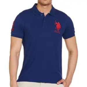 Men's?Casual Half sleeve Solid?Cotton Polo Neck T-shirt (Dark Blue)