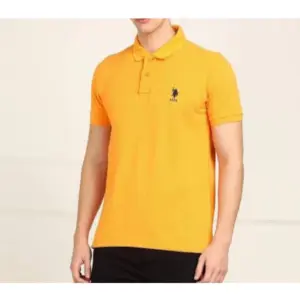Men's?Casual Half sleeve Solid?Cotton Polo Neck T-shirt (Yellow)