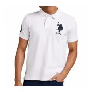 Men's?Casual Half sleeve Solid?Cotton Polo Neck T-shirt (White)