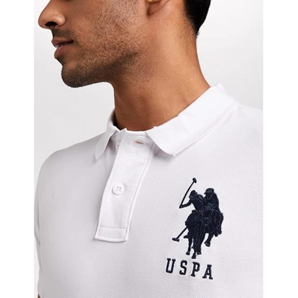 Men's?Casual Half sleeve Solid?Cotton Polo Neck T-shirt (White) - Image 3