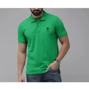 Men's?Casual Half sleeve Solid?Cotton Polo Neck T-shirt (Green)