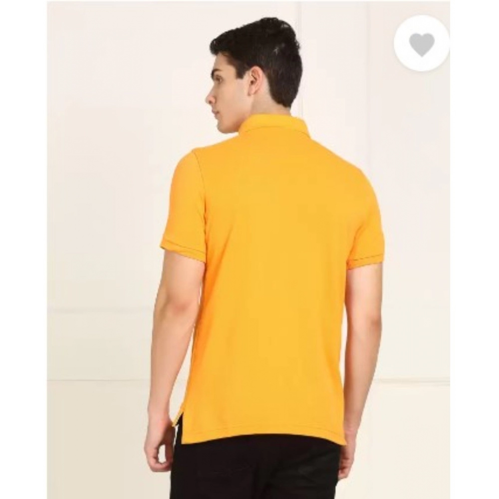 Men's?Casual Half sleeve Solid?Cotton Polo Neck T-shirt (Yellow) - Image 3
