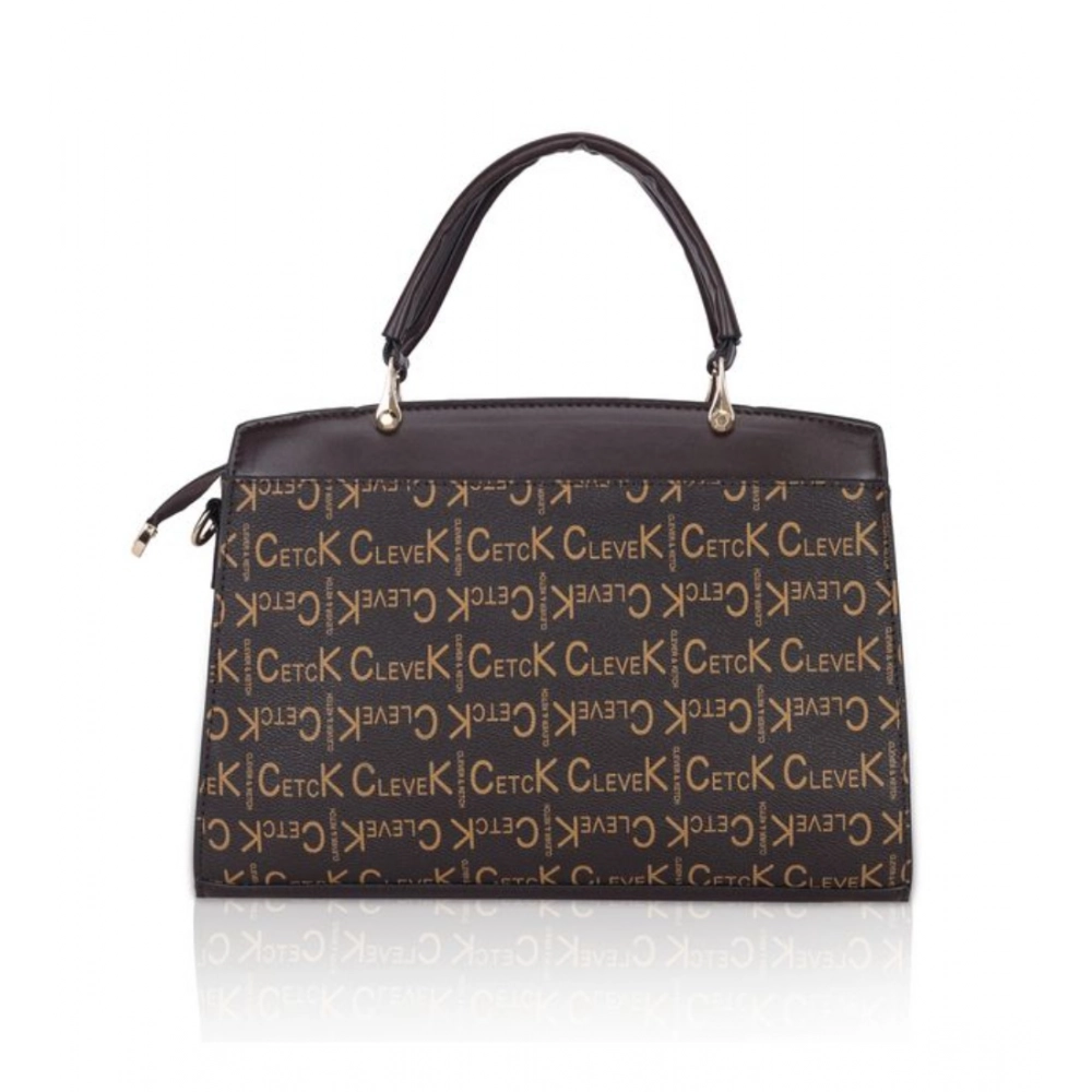 Women's Faux Leather Printed Handbag (Coffee) - Image 3