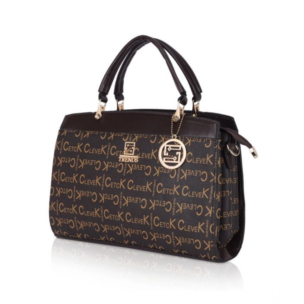Women's Faux Leather Printed Handbag (Coffee) - Image 5