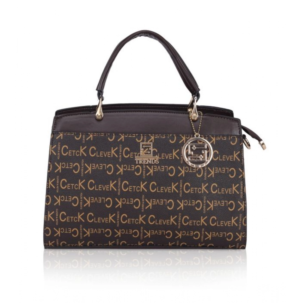 Women's Faux Leather Printed Handbag (Coffee) - Image 6