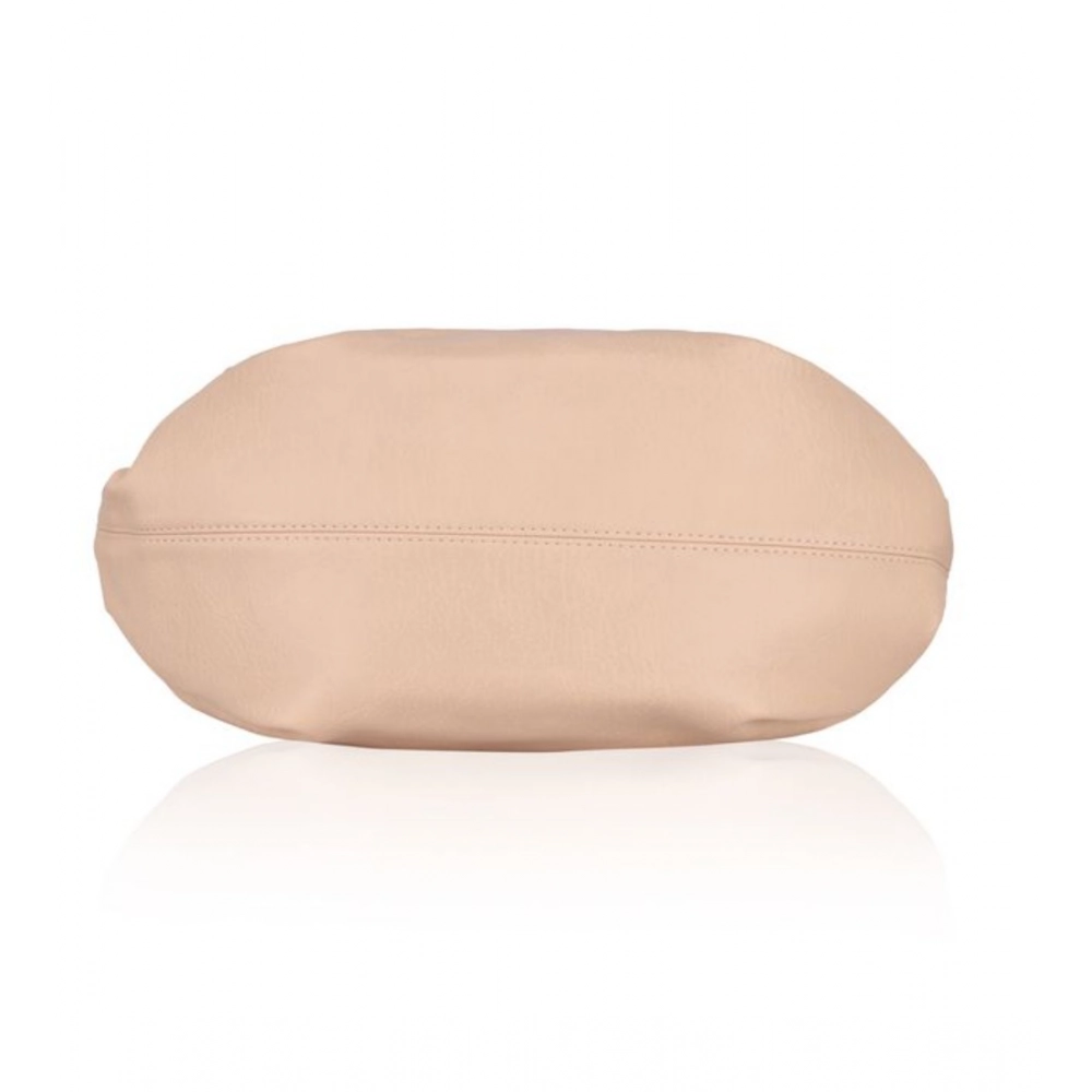 Women's Faux Leather Solid Tote Bag (Beige) - Image 3