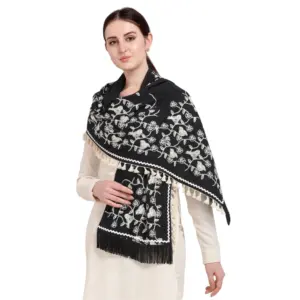 Women's Cotton Embroidered Dupatta (Black, Length:?0.5 to 1 Mtr)