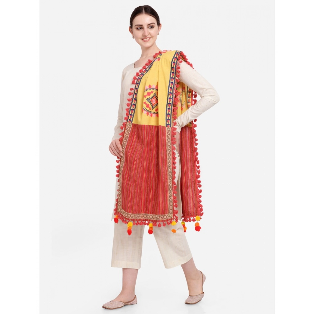 Women's Cotton Embroidered Dupatta (Yellow, Length:?1.5 to 2 Mtr) - Image 3