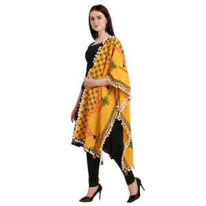 Women's Cotton Embroidered Dupatta (Mustuard, Length:?1.5 to 2 Mtr)