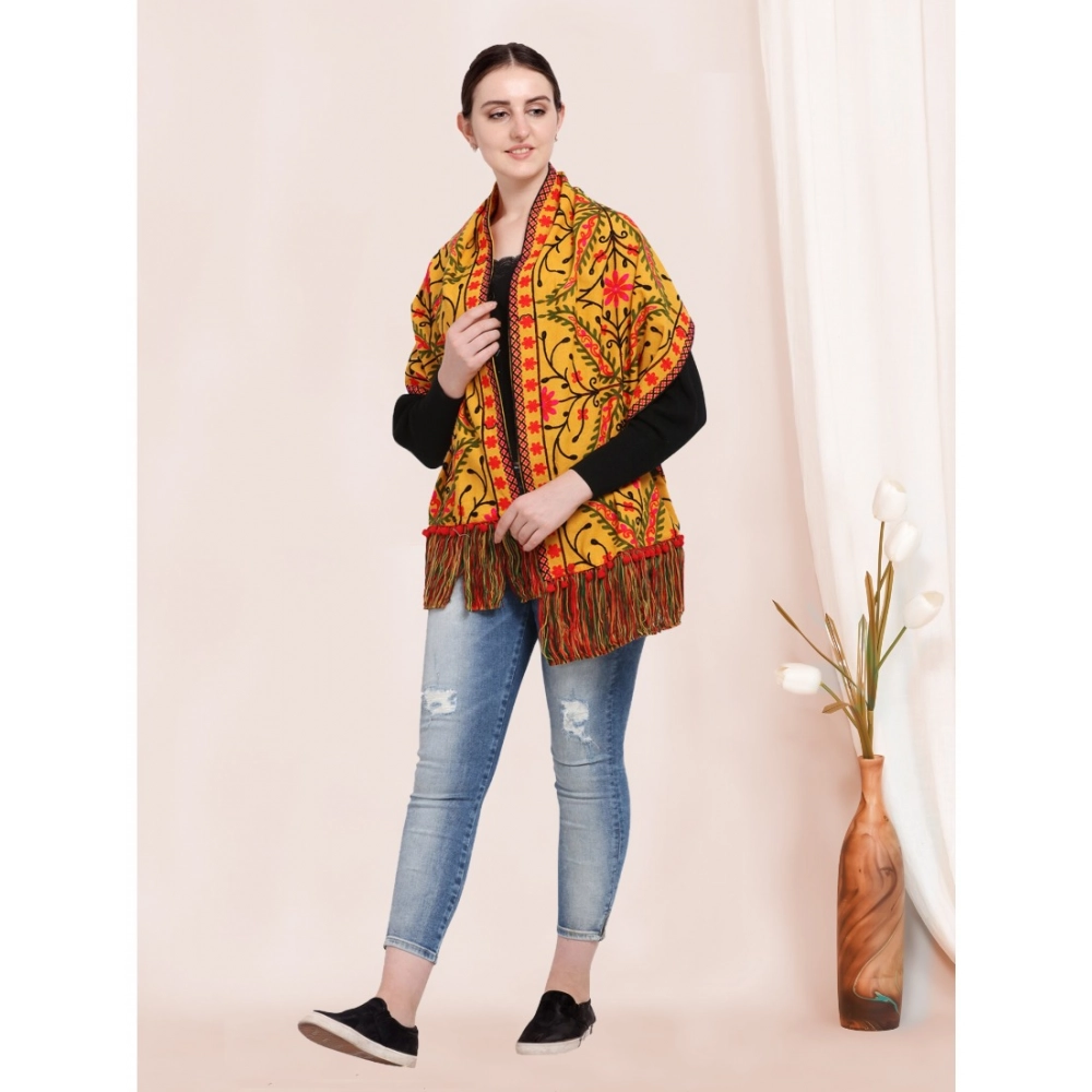 Women's Cotton Embroidered Muffler (Mustard, Length:?0.5 to 1 Mtr) - Image 4