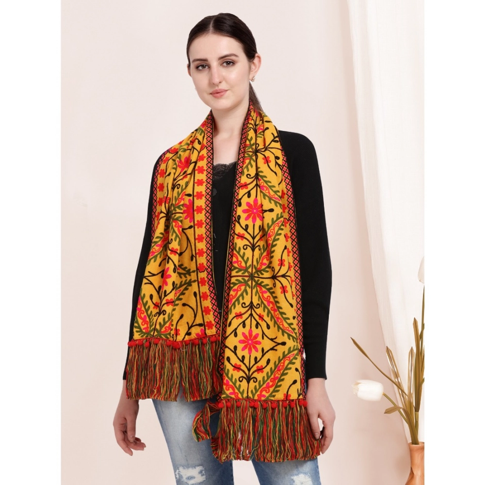 Women's Cotton Embroidered Muffler (Mustard, Length:?0.5 to 1 Mtr) - Image 5