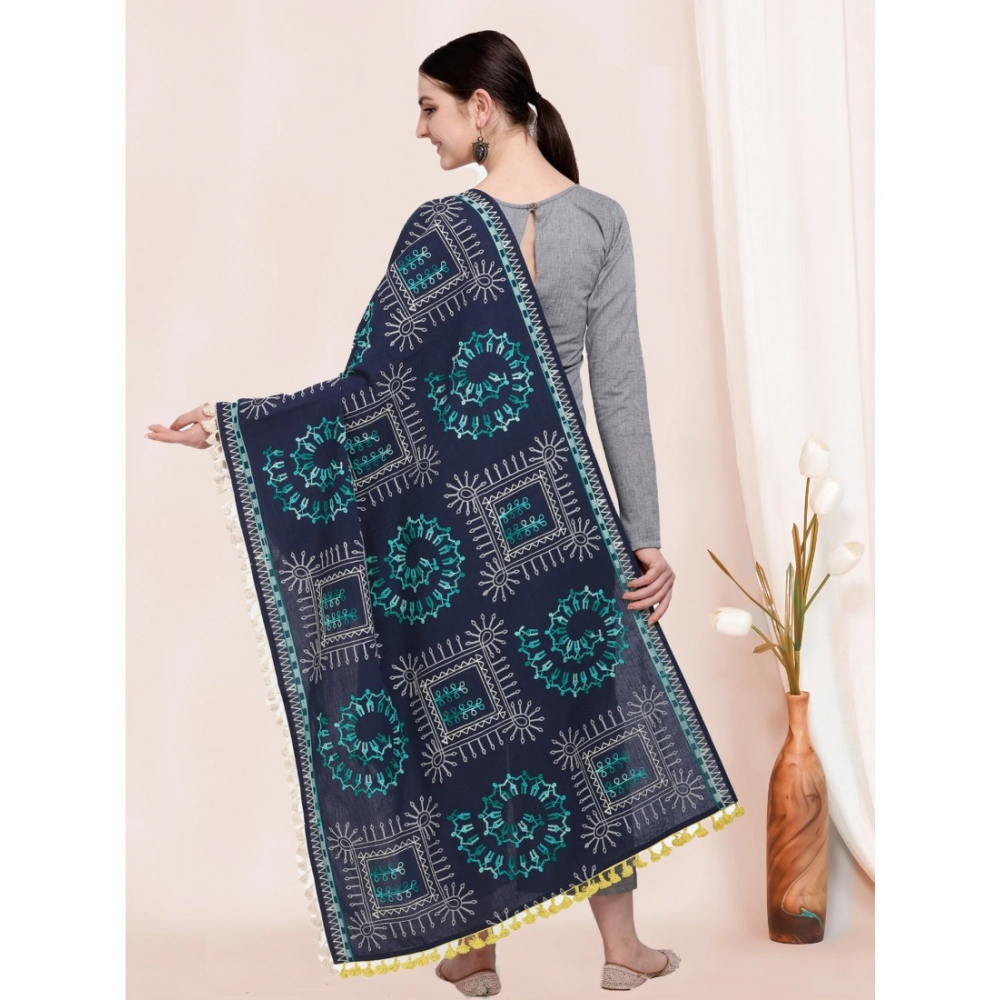 Women's Cotton Embroidered Dupatta (Navyblue, Length:?0.5 to 1 Mtr) - Image 3