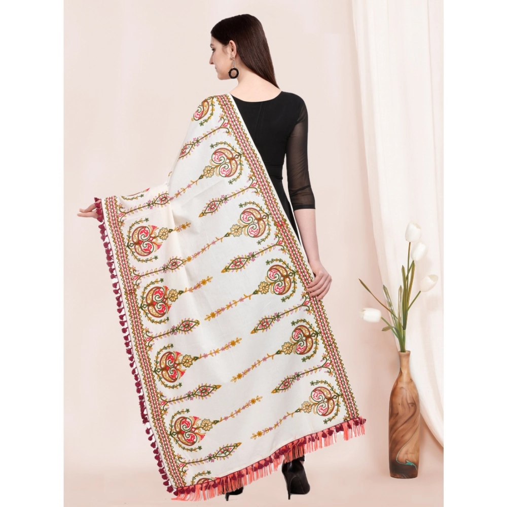 Women's Cotton Embroidered Dupatta (Off White, Length:?0.5 to 1 Mtr) - Image 2