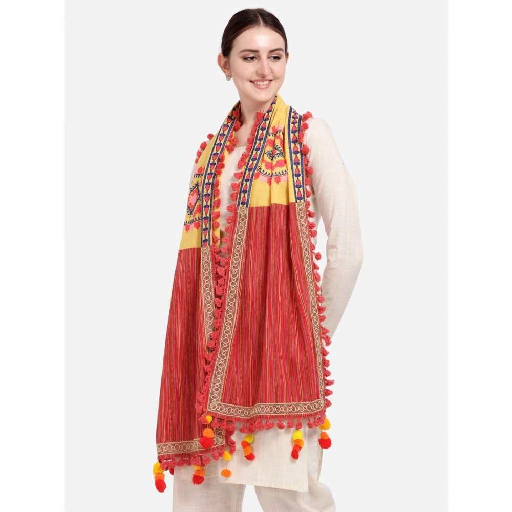 Women's Cotton Embroidered Dupatta (Yellow, Length:?1.5 to 2 Mtr) - Image 4
