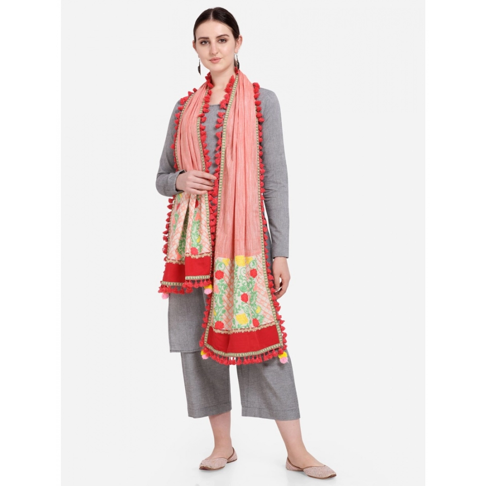 Women's Cotton Embroidered Dupatta (Peach, Length:?1.5 to 2 Mtr) - Image 6
