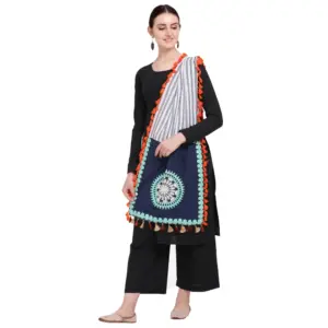 Women's Cotton Embroidered Dupatta (Navyblue, Length:?0.5 to 1 Mtr)