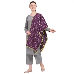Women's Cotton Embroidered Dupatta (Purple, Length:?0.5 to 1 Mtr)