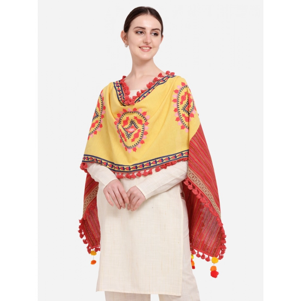 Women's Cotton Embroidered Dupatta (Yellow, Length:?1.5 to 2 Mtr) - Image 2