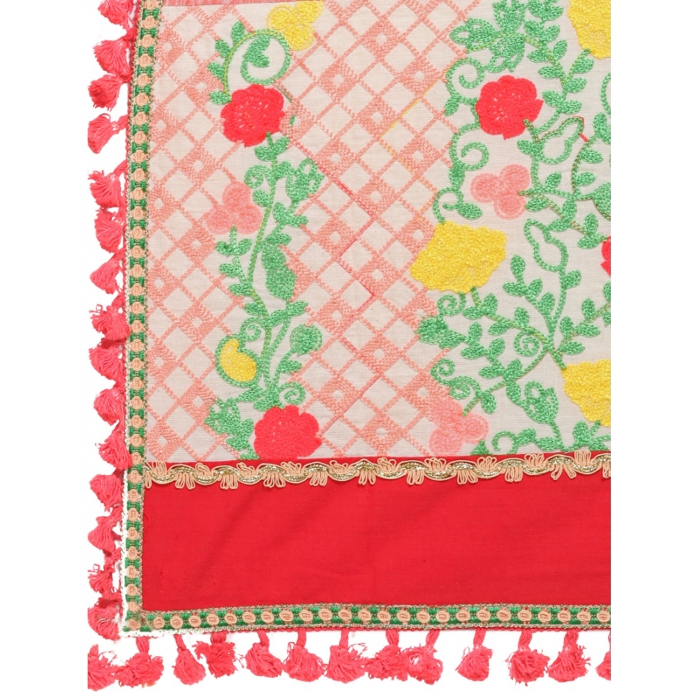Women's Cotton Embroidered Dupatta (Peach, Length:?1.5 to 2 Mtr) - Image 3