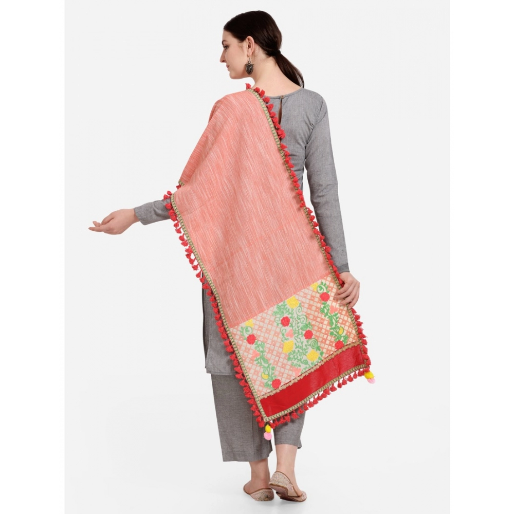 Women's Cotton Embroidered Dupatta (Peach, Length:?1.5 to 2 Mtr) - Image 5