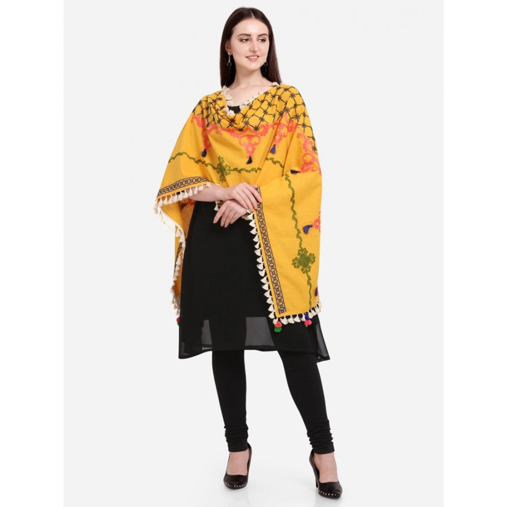 Women's Cotton Embroidered Dupatta (Mustuard, Length:?1.5 to 2 Mtr) - Image 4