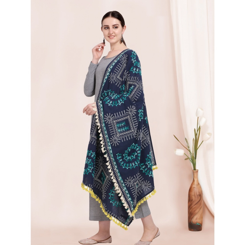 Women's Cotton Embroidered Dupatta (Navyblue, Length:?0.5 to 1 Mtr) - Image 4