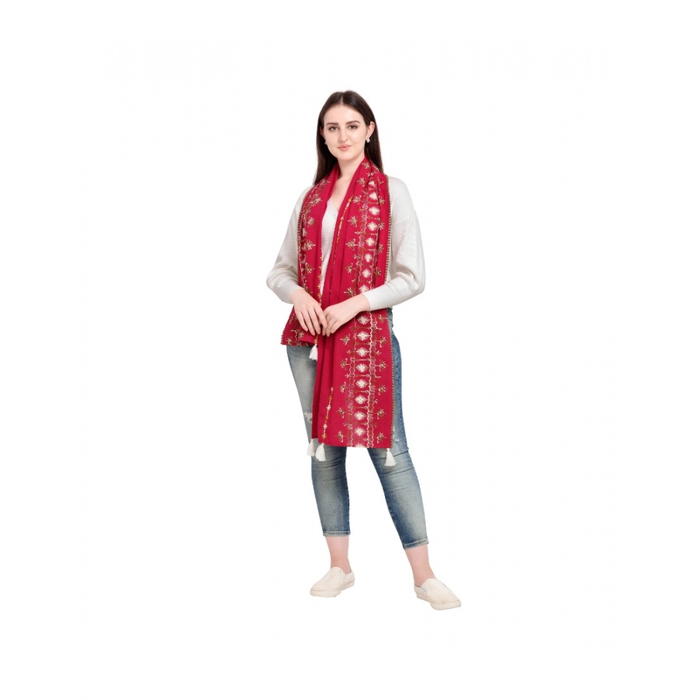 Women's Cotton Opaque Stole (Red, Length:?1.5 to 2 Mtr) - Image 2