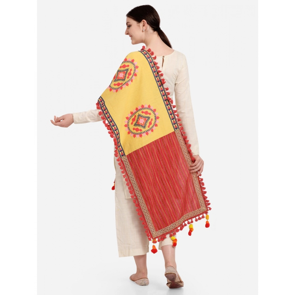 Women's Cotton Embroidered Dupatta (Yellow, Length:?1.5 to 2 Mtr) - Image 6