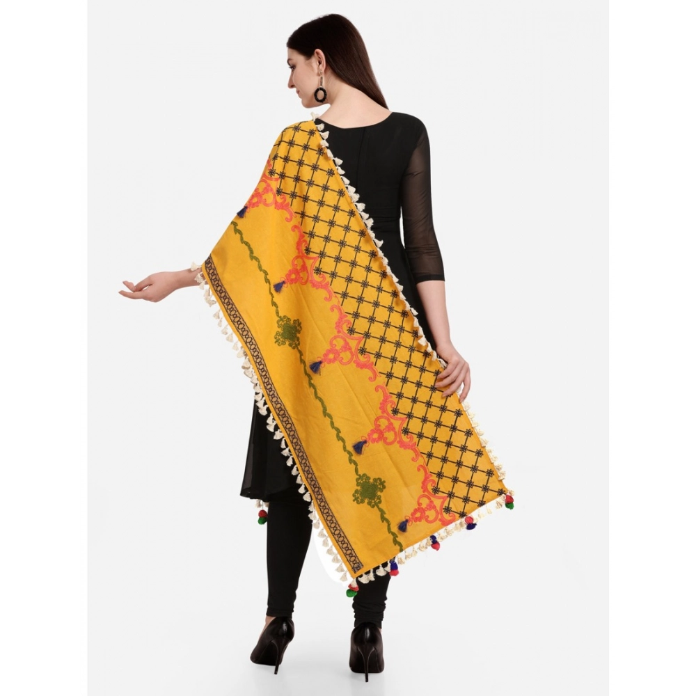 Women's Cotton Embroidered Dupatta (Mustuard, Length:?1.5 to 2 Mtr) - Image 6