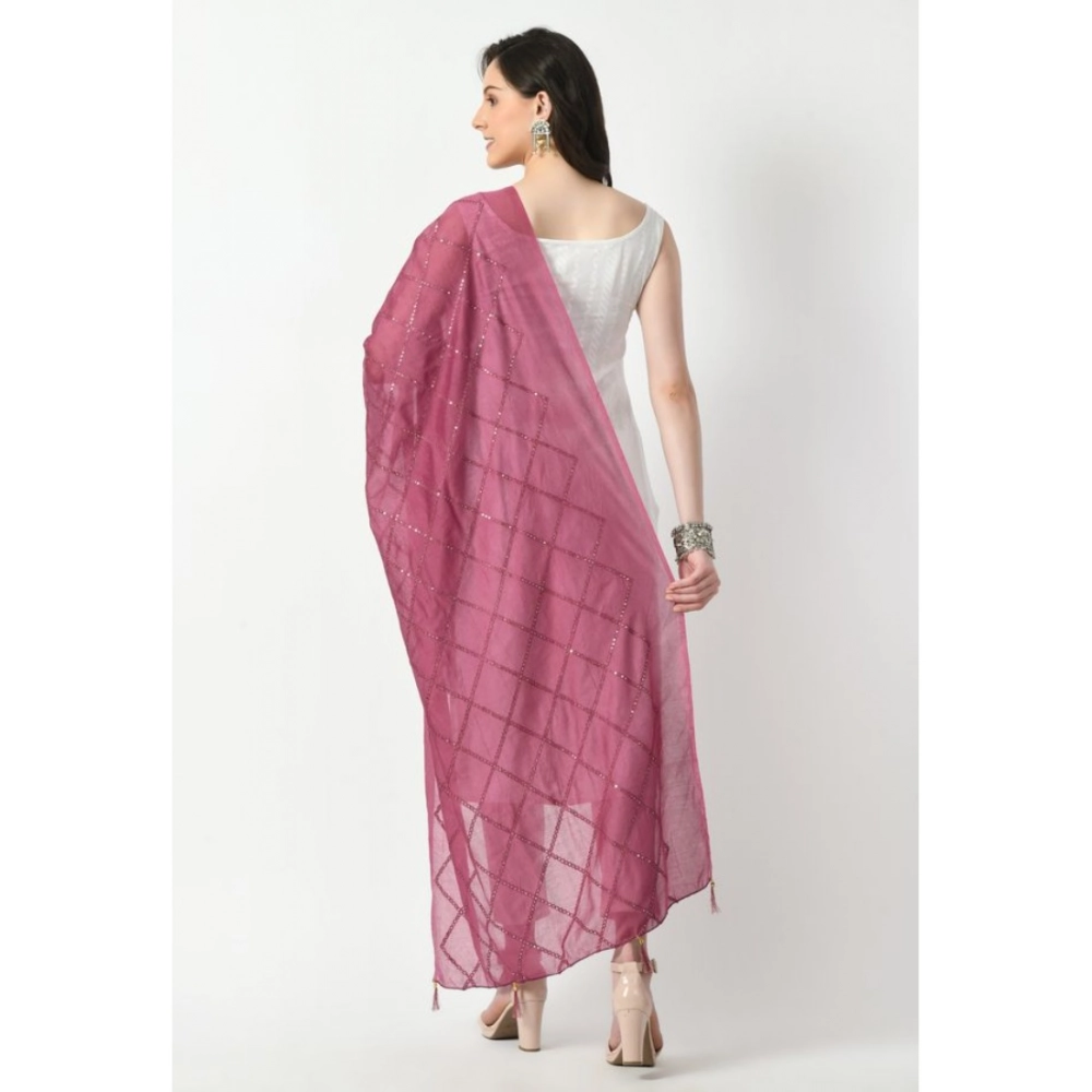 Women's Chanderi Self Design Dupatta (Levender, Length:?Free Size) - Image 4
