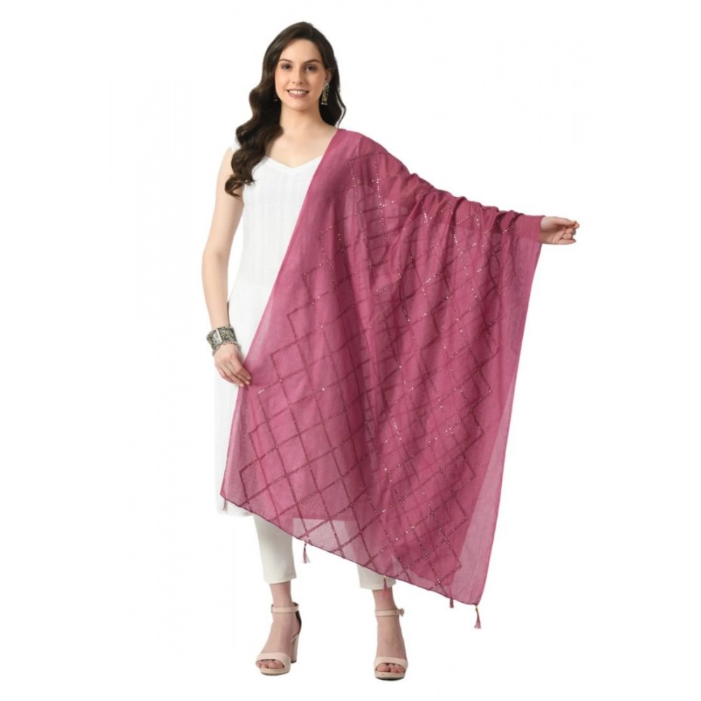 Women's Chanderi Self Design Dupatta (Levender, Length:?Free Size)