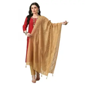 Women's Chanderi Self Design Dupatta (Gold, Length:?Free Size)