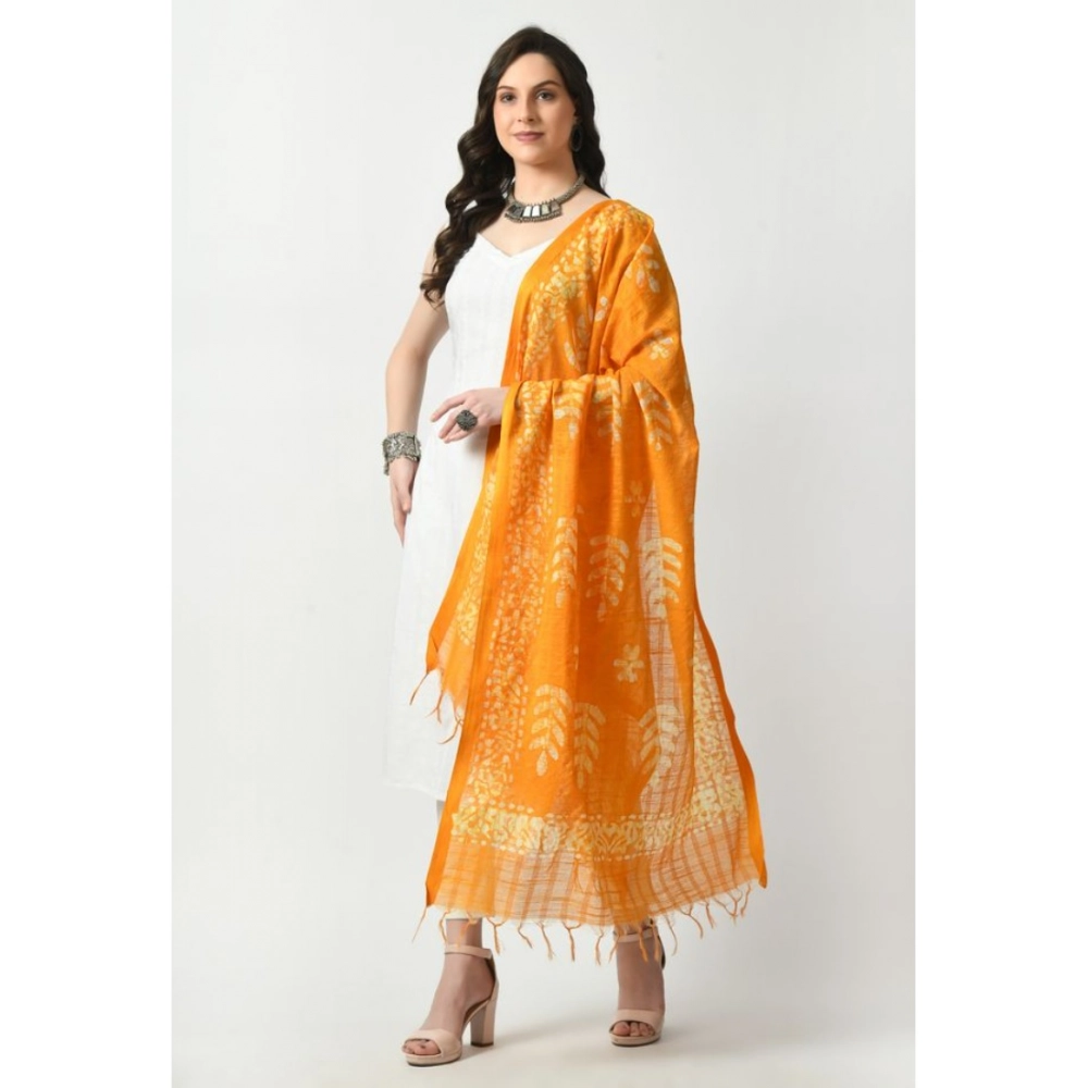 Women's Cotton Printed Dupatta (Yellow, Length:?Free Size) - Image 2