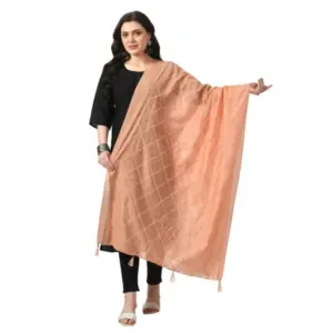 Women's Chanderi Self Design Dupatta (Peach, Length:?Free Size)