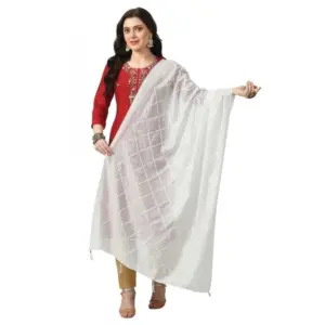 Women's Chanderi Self Design Dupatta (White, Length:?Free Size)